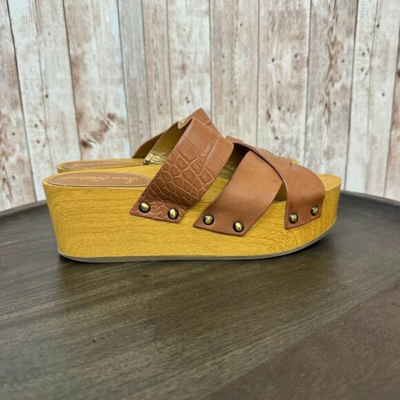 Sam Edelman Women's Clog Sandals Strappy 70s 60s Brown Size 7M - Picture 3 of 12